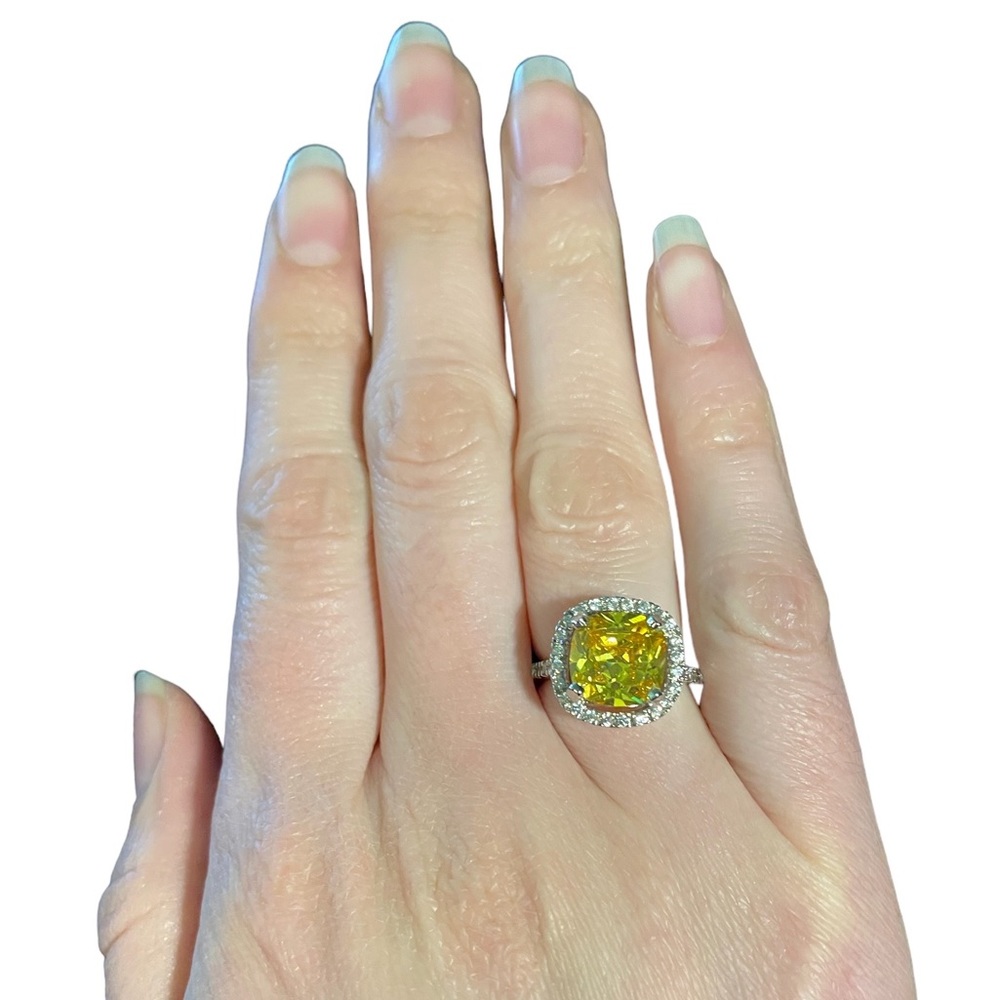 Yellow Cushion Stone Ring